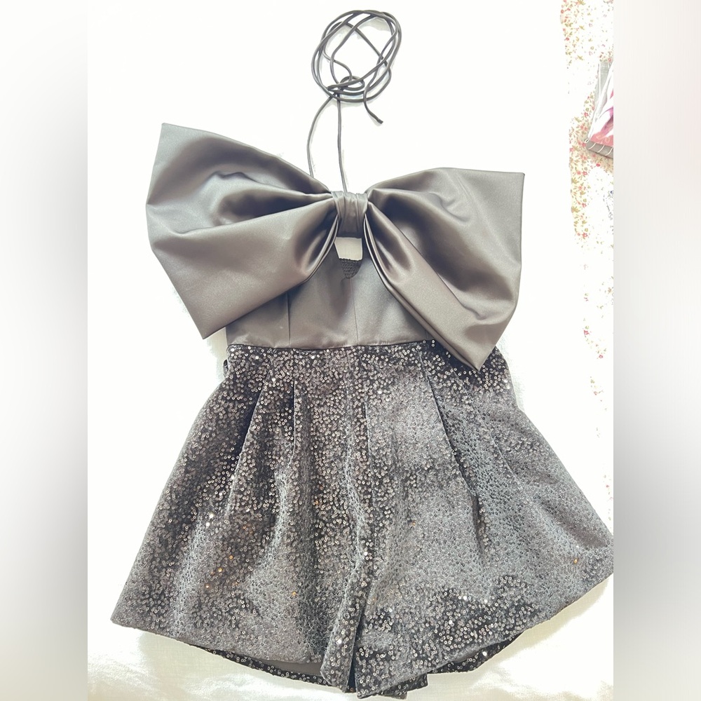 Zara Black Sequin Bow Shorts